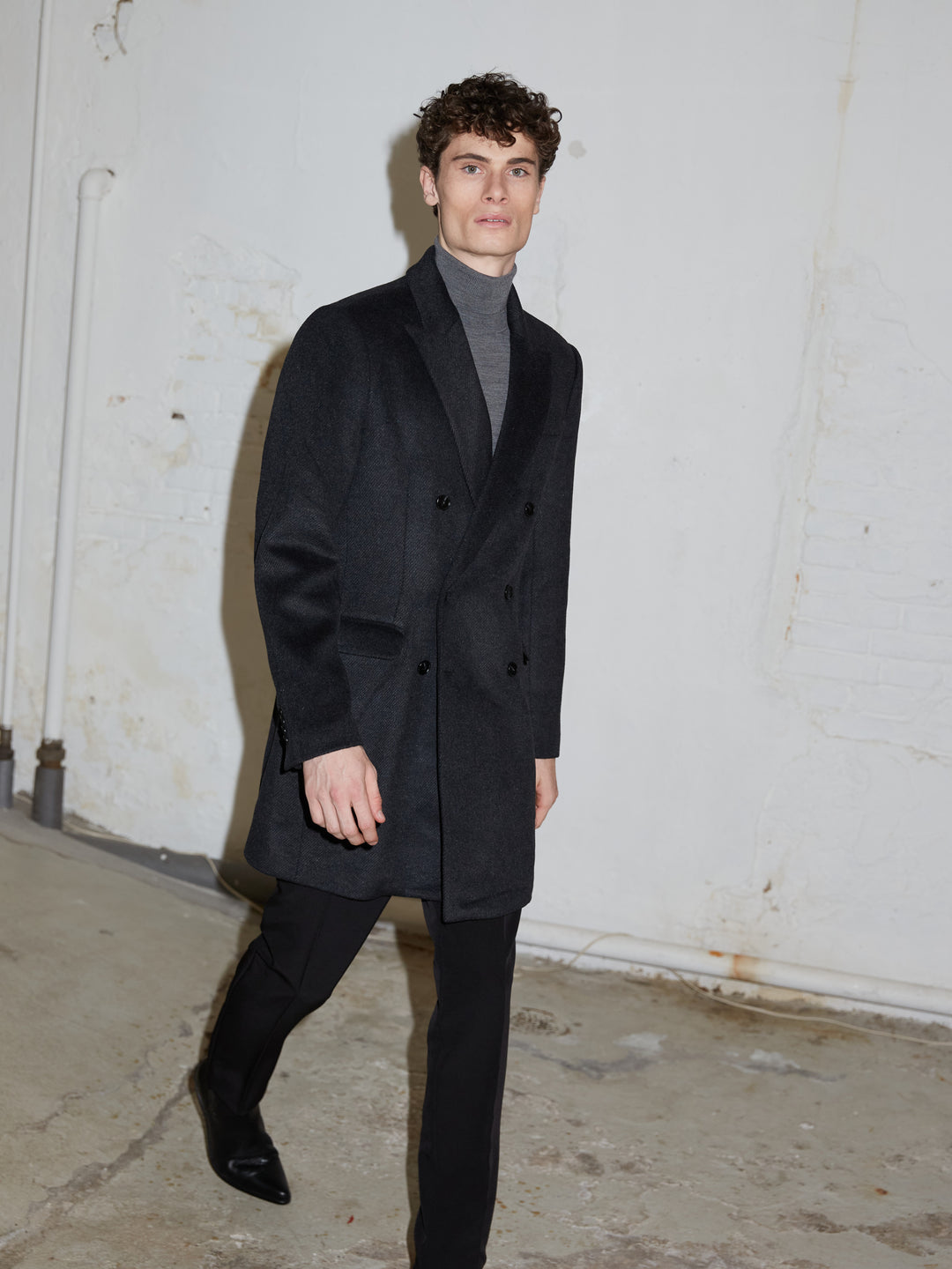 Bruuns Bazaar Men FuzzyBBDoubalina coat Outerwear Black melange