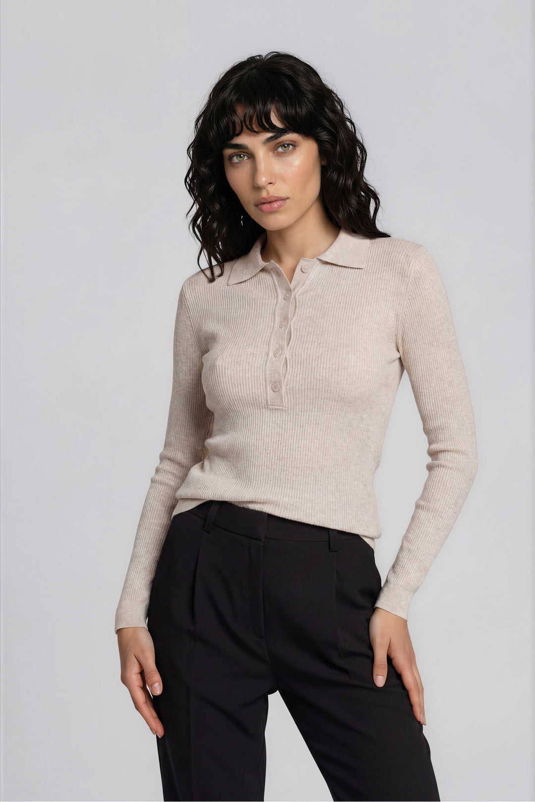 Bruuns Bazaar Women AnemoneBBValea knit polo Knit Sand Melange