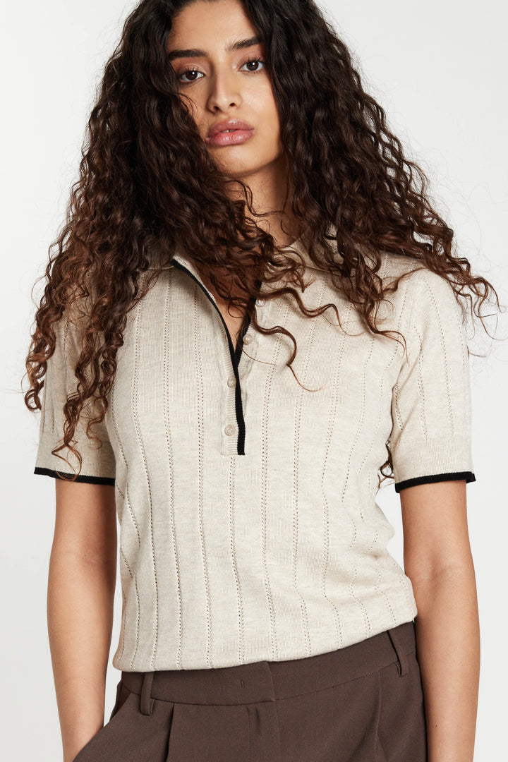 Bruuns Bazaar Women AnemoneBBValnenzia knit polo Knit Sand Melange