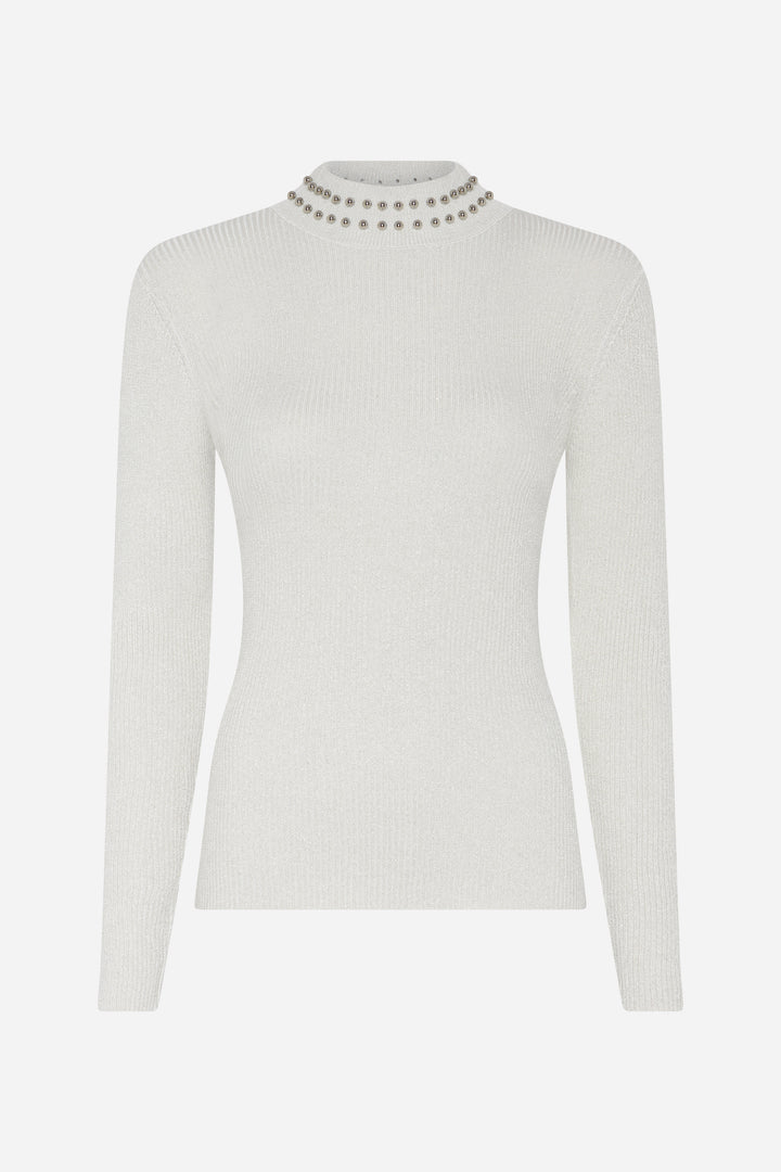 Bruuns Bazaar Women AnemonesBBBatille blouse Knit Snow white w white lurex