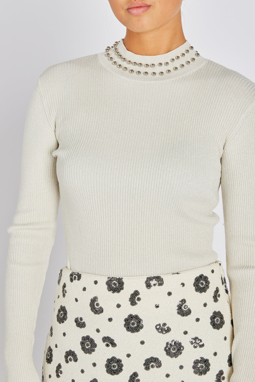 Bruuns Bazaar Women AnemonesBBBatille blouse Knit Snow white w white lurex