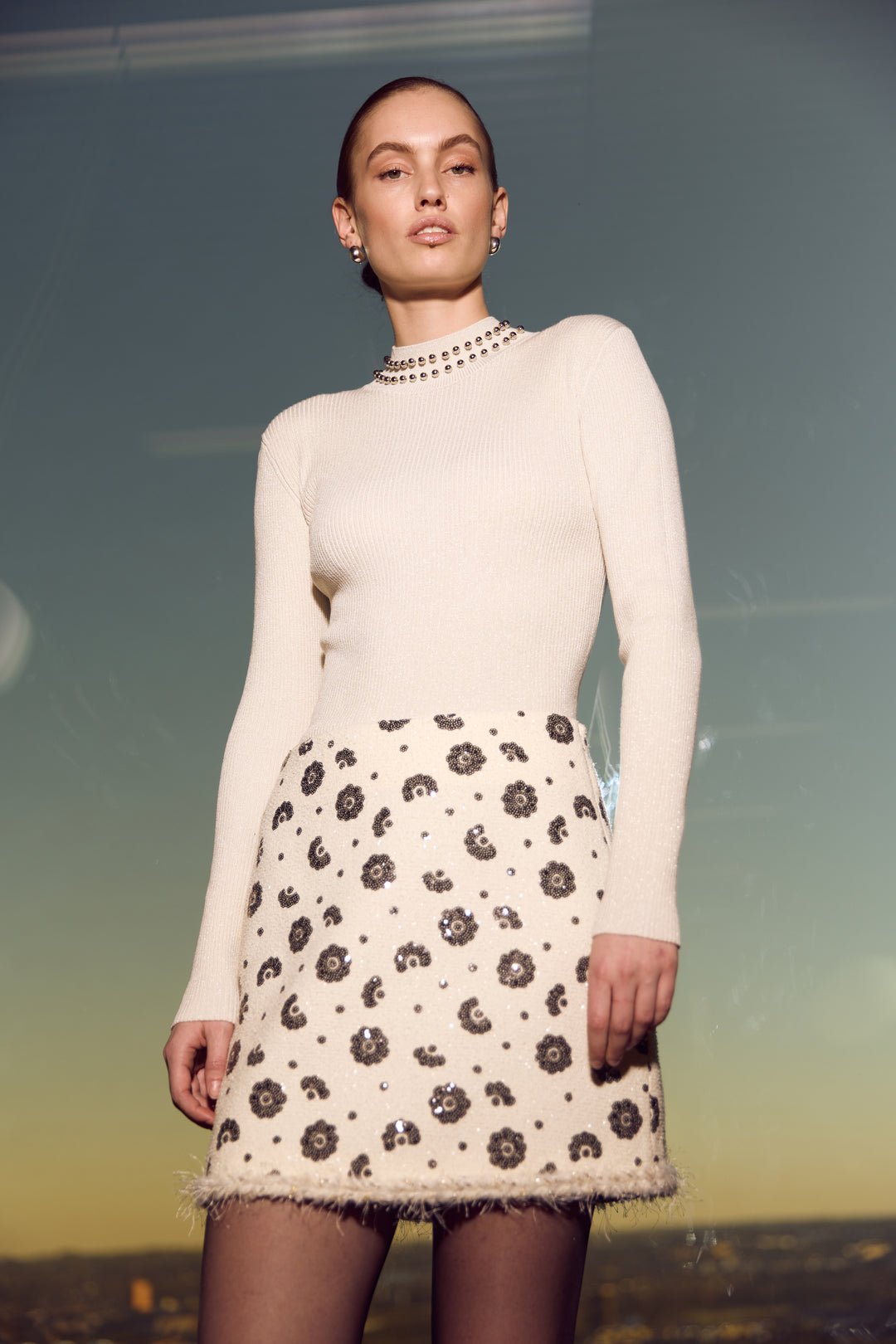 Bruuns Bazaar Women AnemonesBBBatille blouse Knit Snow white w white lurex