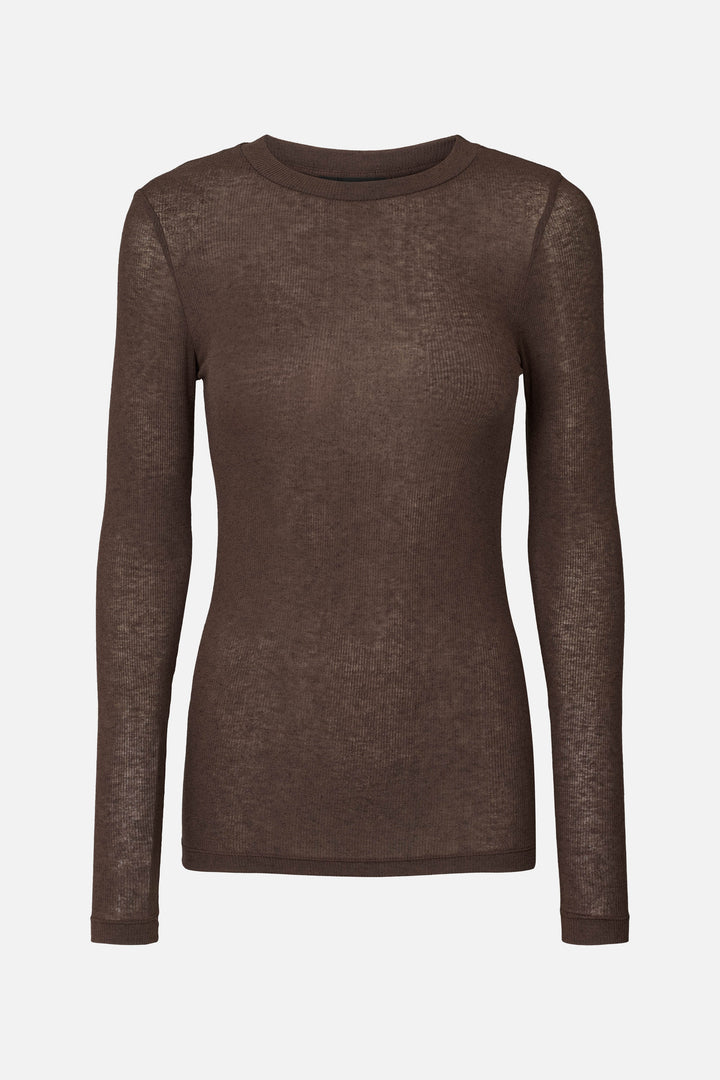 Bruuns Bazaar Women AngelaBB LS T-shirt T-shirts Dark Brown