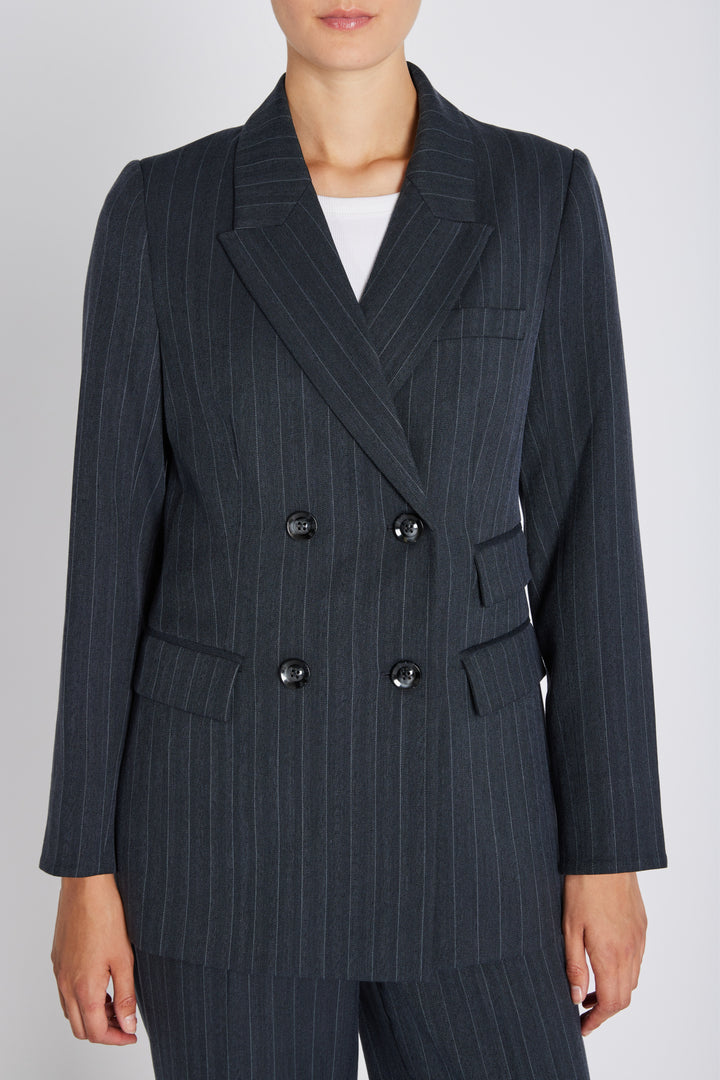 Bruuns Bazaar Women ApricotBBLinda blazer Blazer Herringbone blue pin stripe