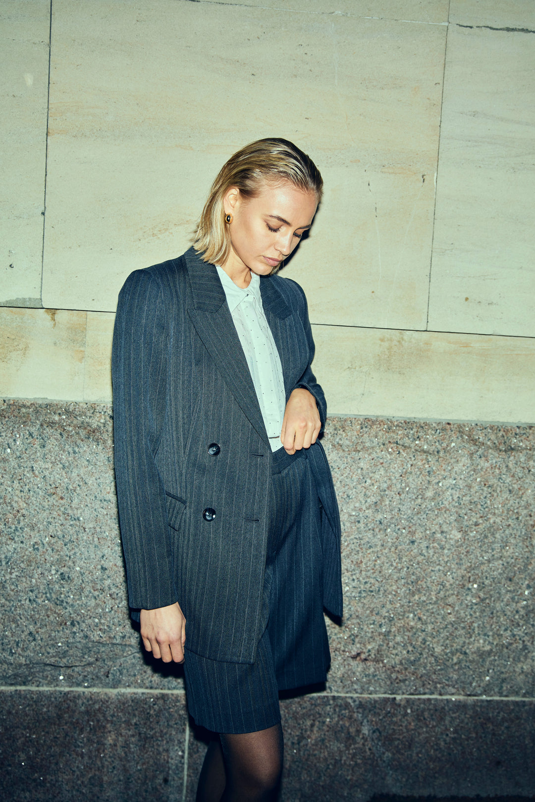Bruuns Bazaar Women ApricotBBLinda blazer Blazer Herringbone blue pin stripe