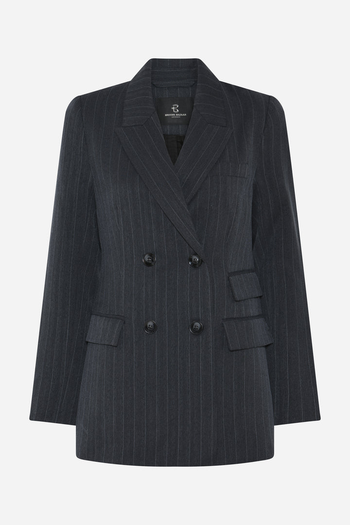Bruuns Bazaar Women ApricotBBLinda blazer Blazer Herringbone blue pin stripe