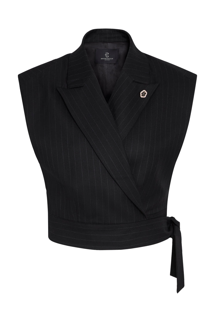 Bruuns Bazaar Women BillBBBerin waistcoat Blazer Black pinstripe