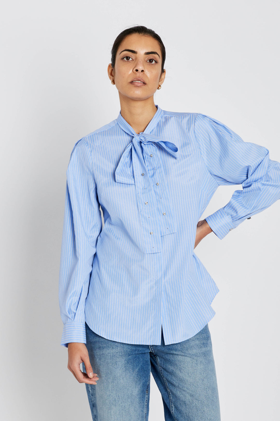 Bruuns Bazaar Women BorassusBBElza shirt Shirts Light blue stripe