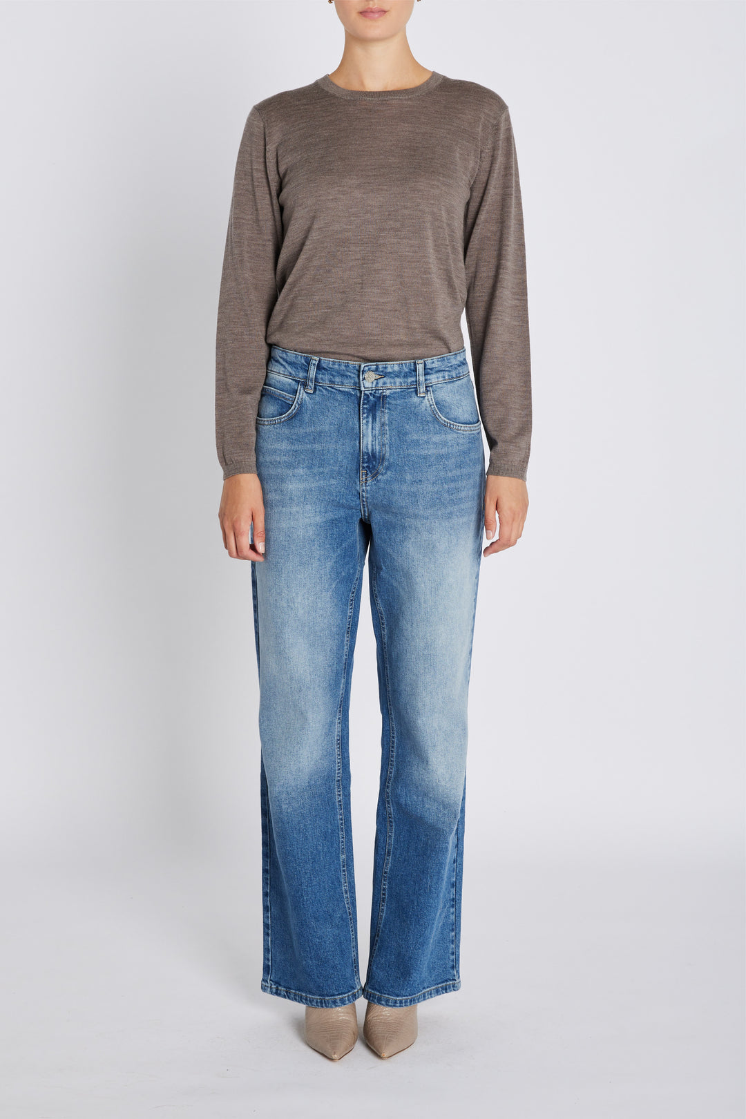 Bruuns Bazaar Women CharleneBBRound Neck knit Knit Concrete melange