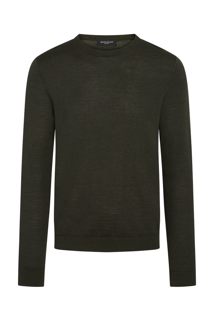 Bruuns Bazaar Men CharlesBB Crew Neck Knit Dark green