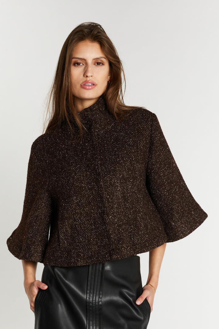 Bruuns Bazaar Women CryosaBBCara cape Blazer Dark Brown