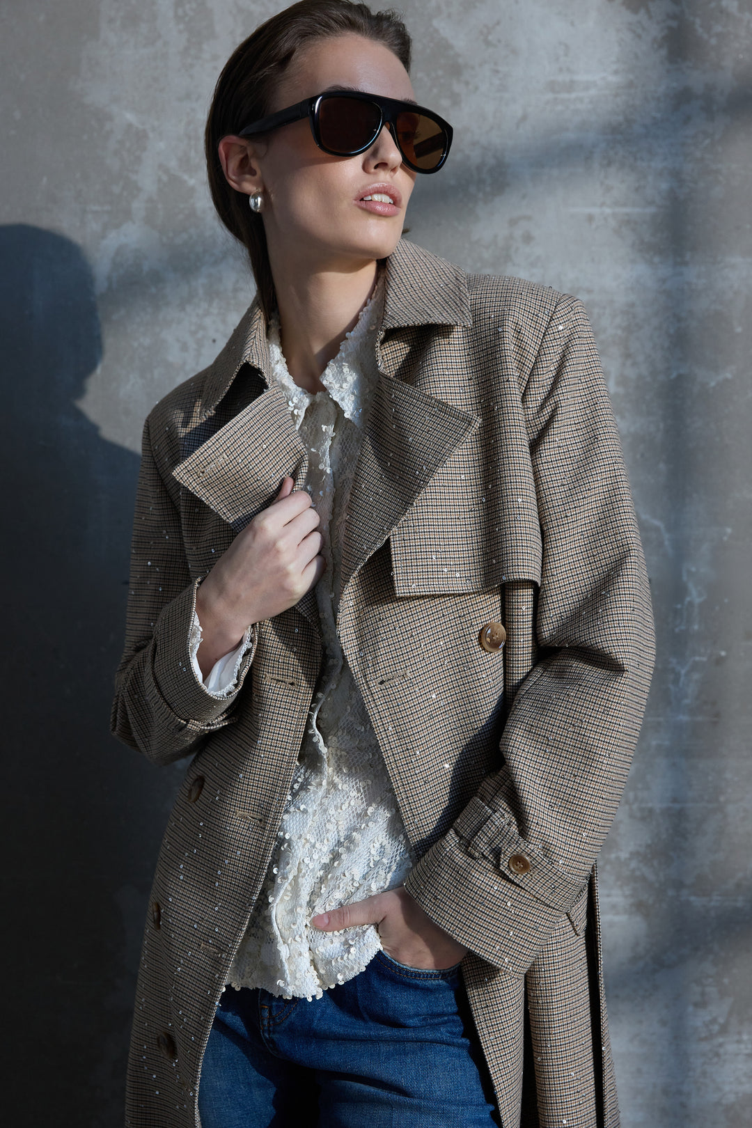Bruuns Bazaar Women EremosBBWiolas coat Outerwear Light check