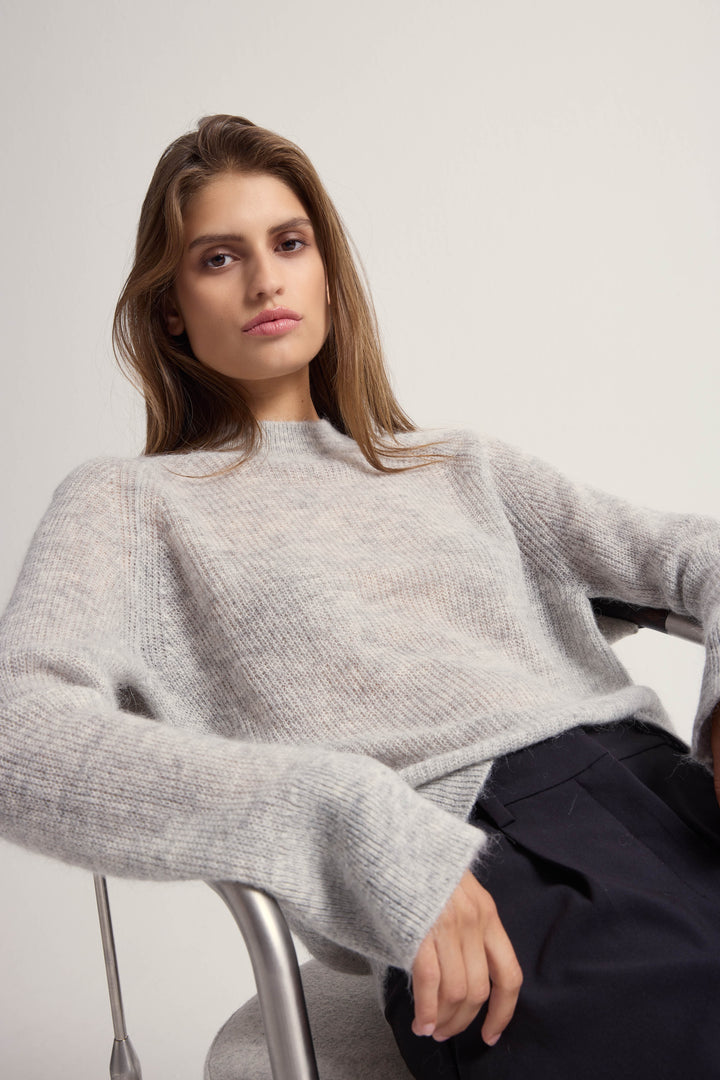 Bruuns Bazaar Women FluffyBBAma knit Knit Light grey melange