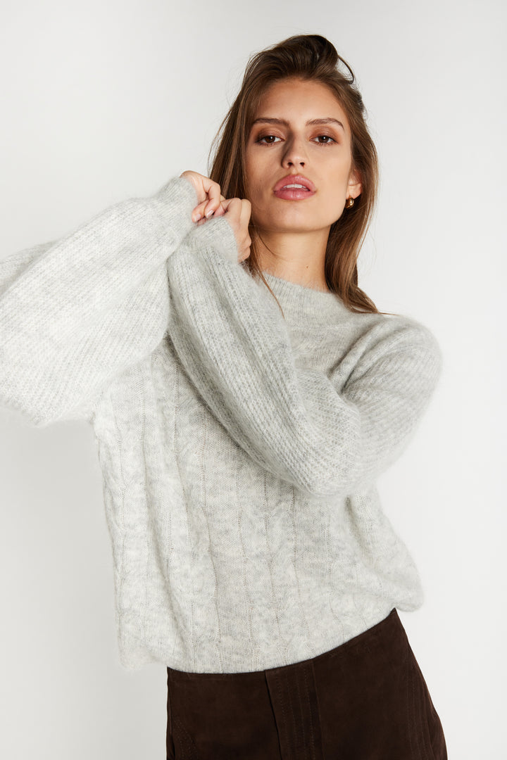 Bruuns Bazaar Women FluffyBBAmandra knit Knit Light grey melange