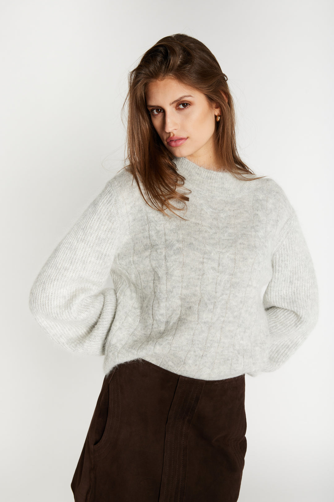 Bruuns Bazaar Women FluffyBBAmandra knit Knit Light grey melange