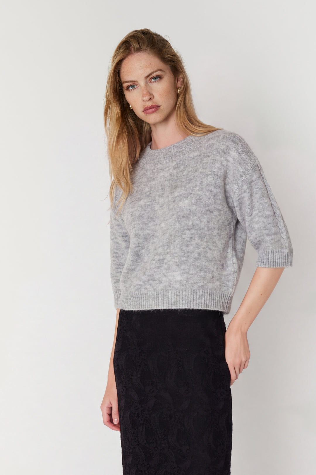 Bruuns Bazaar Women FluffyBBAmari knit Knit Light grey melange