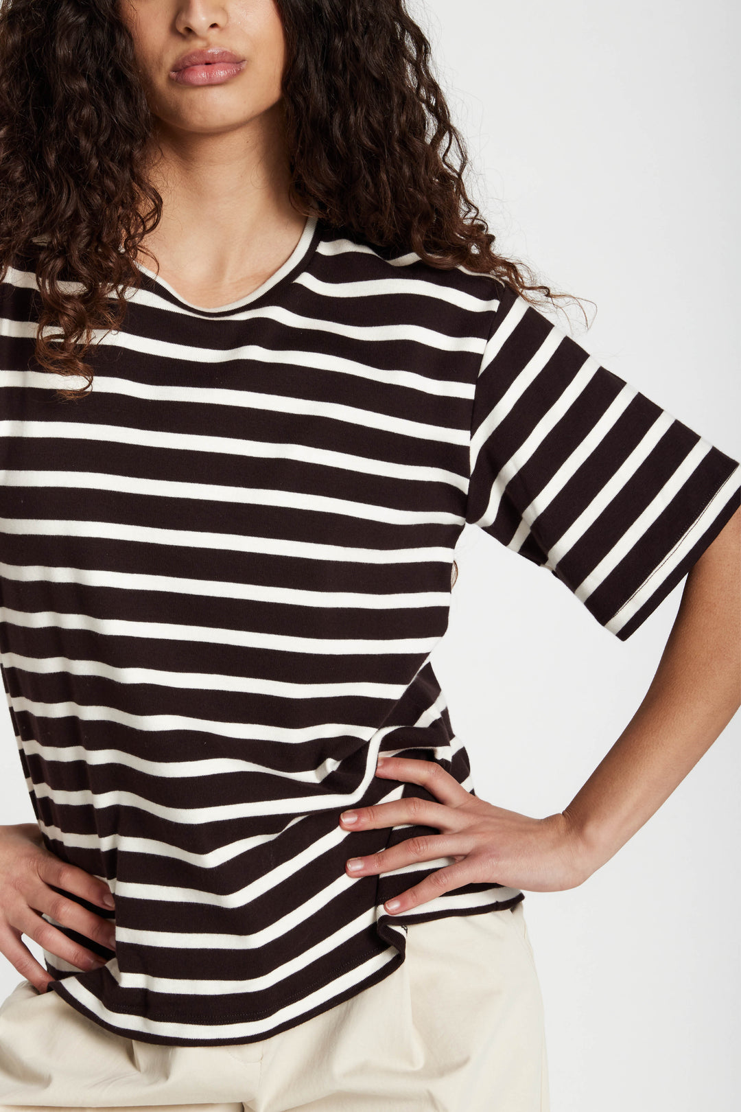 Bruuns Bazaar Women IguanuraBBBasic tee T-shirts Brown stripe
