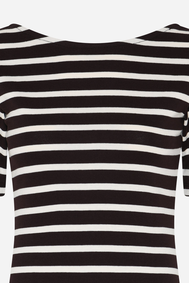 Bruuns Bazaar Women IguanuraBBBoat neck blouse T-shirts Brown stripe