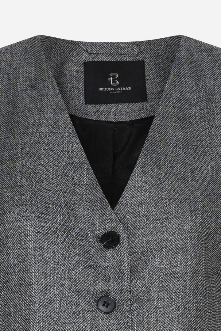Bruuns Bazaar Women KuraBBBielle Waistcoat Vest Grey Herringbone