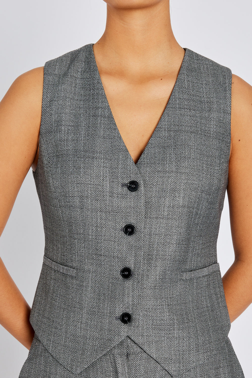 Bruuns Bazaar Women KuraBBBielle Waistcoat Vest Grey Herringbone