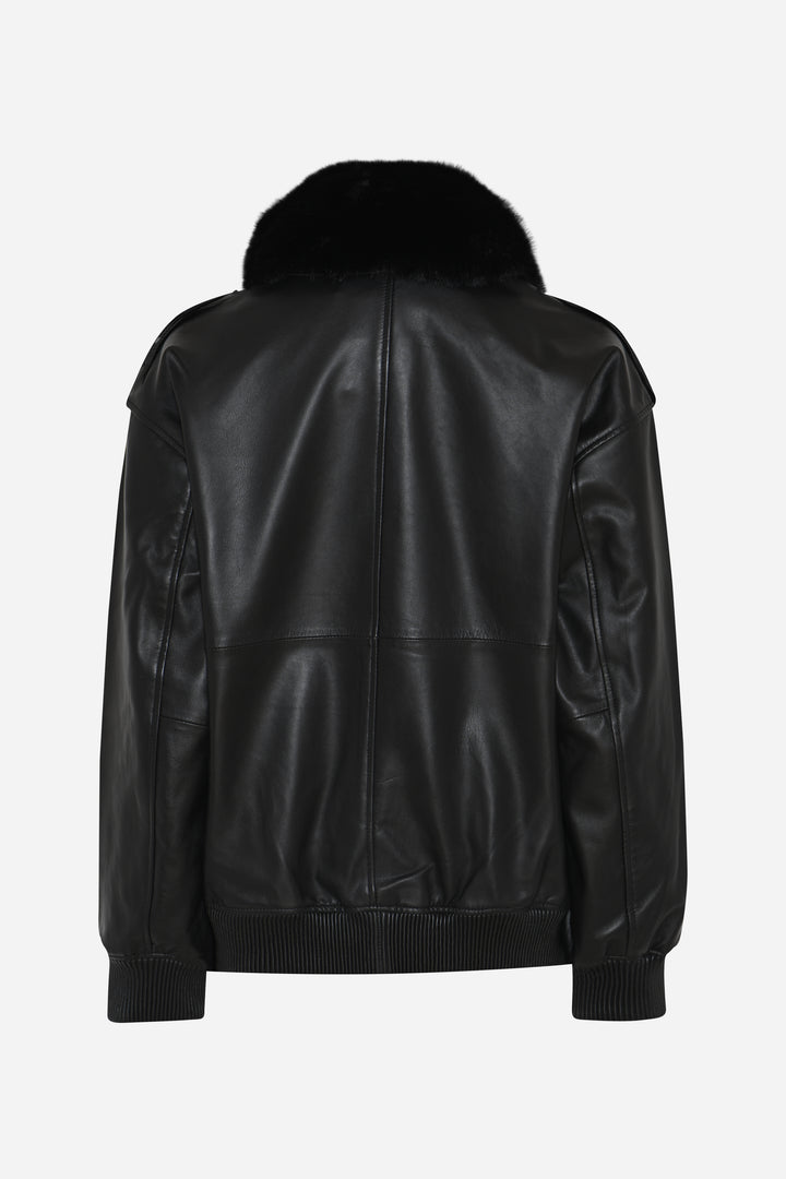 Bruuns Bazaar Women LeatherBBpilot jacket Outerwear Black