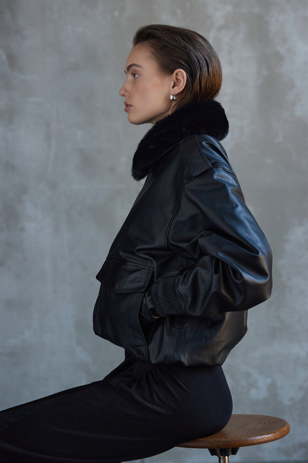 Bruuns Bazaar Women LeatherBBpilot jacket Outerwear Black