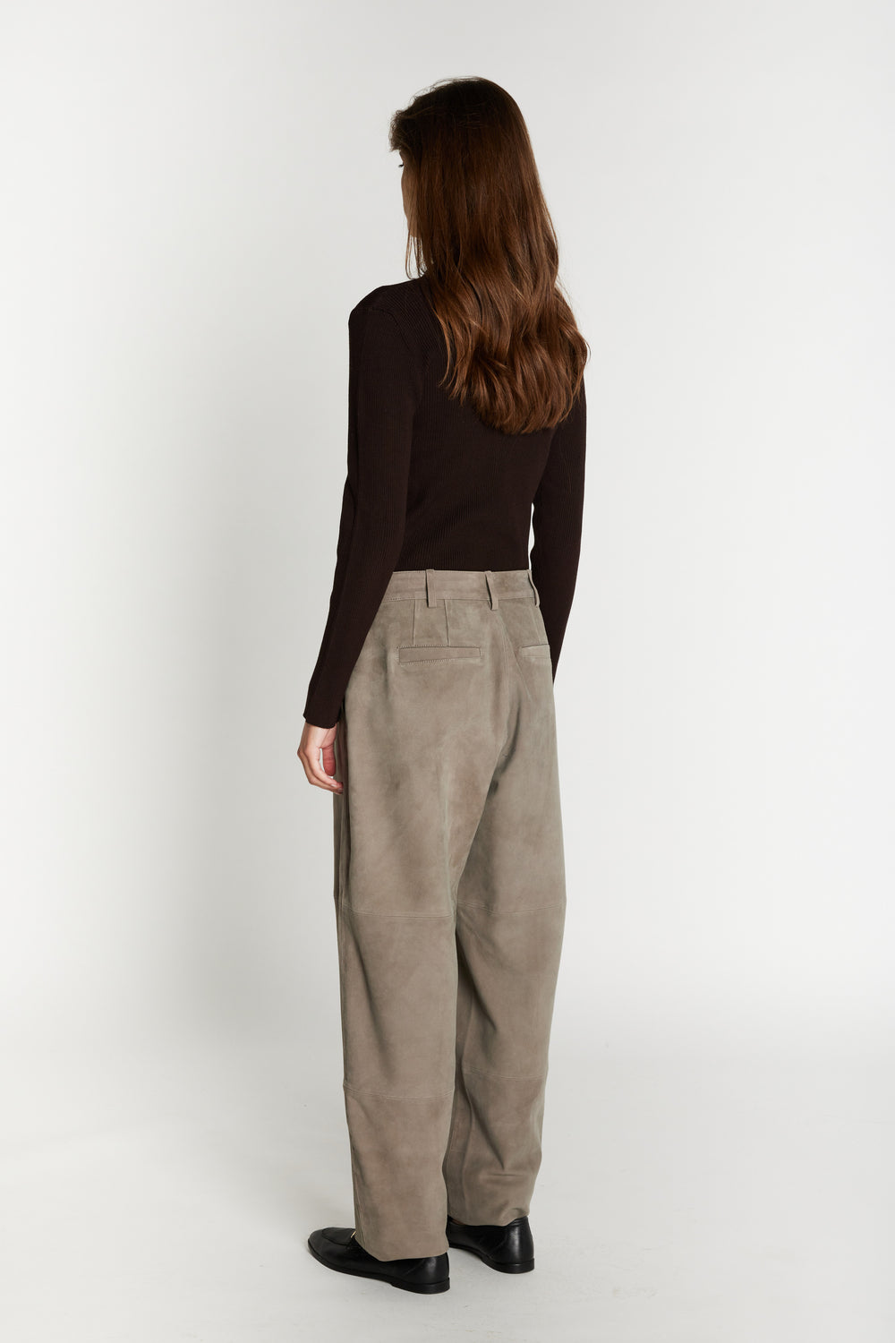 Bruuns Bazaar Women SuedaBBBarel suede pants Pants Taupe grey