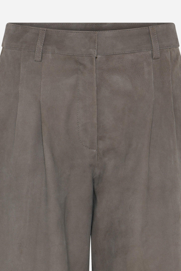 Bruuns Bazaar Women SuedaBBBarel suede pants Pants Taupe grey
