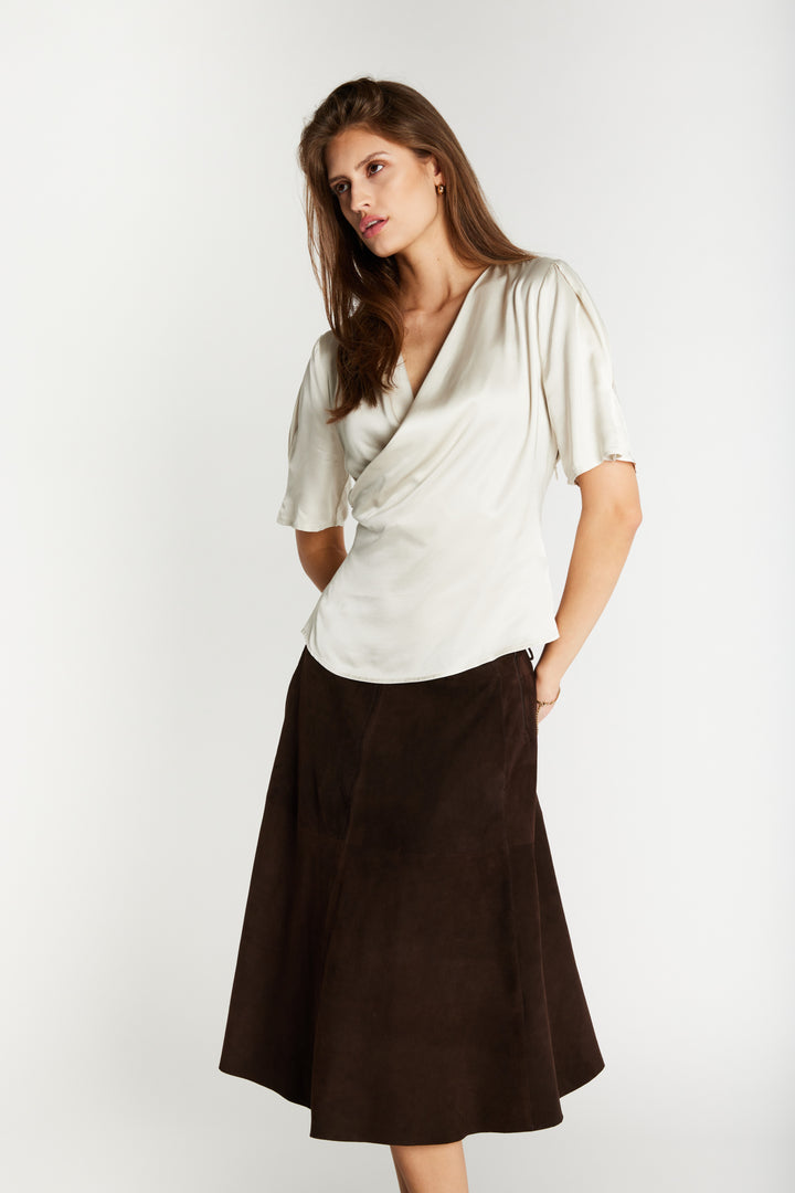 Bruuns Bazaar Women SuedaBBIrene suede skirt Skirt Dark Brown