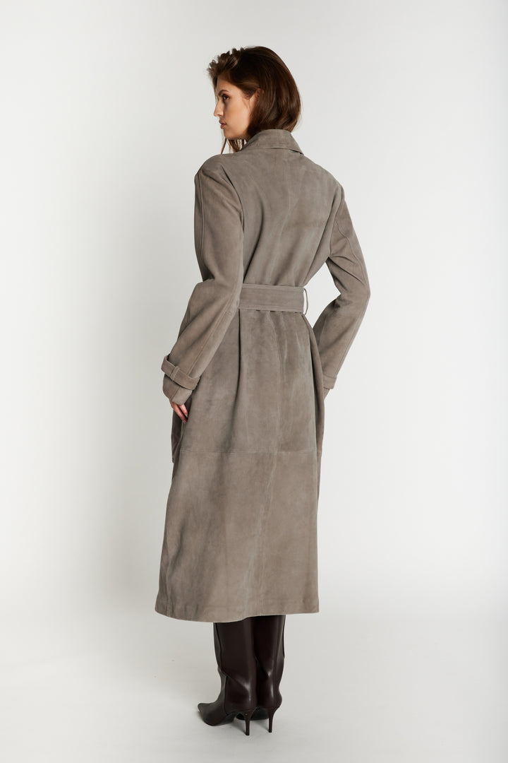 Bruuns Bazaar Women SuedaBBWiolas suede coat Outerwear Taupe grey