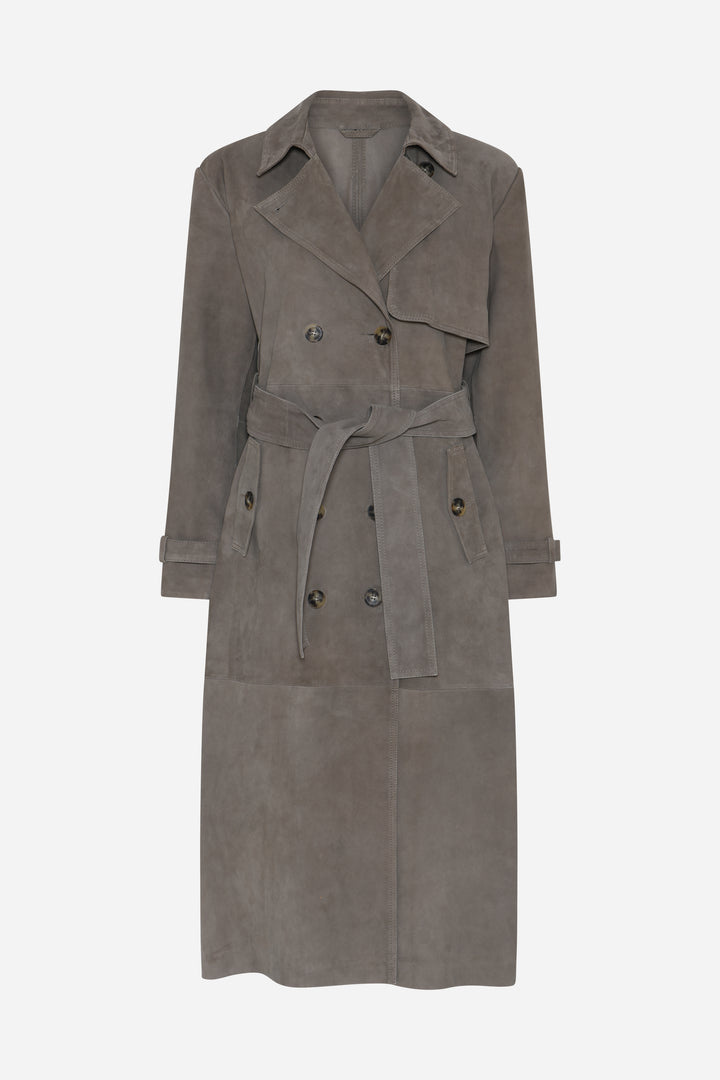 Bruuns Bazaar Women SuedaBBWiolas suede coat Outerwear Taupe grey