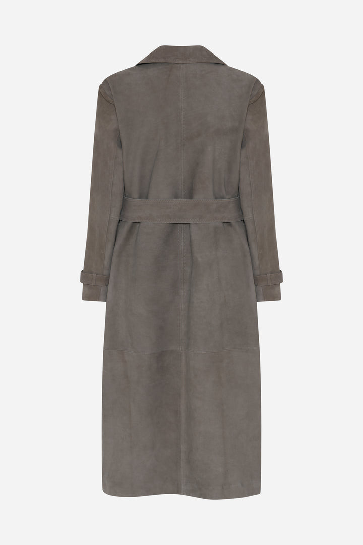 Bruuns Bazaar Women SuedaBBWiolas suede coat Outerwear Taupe grey