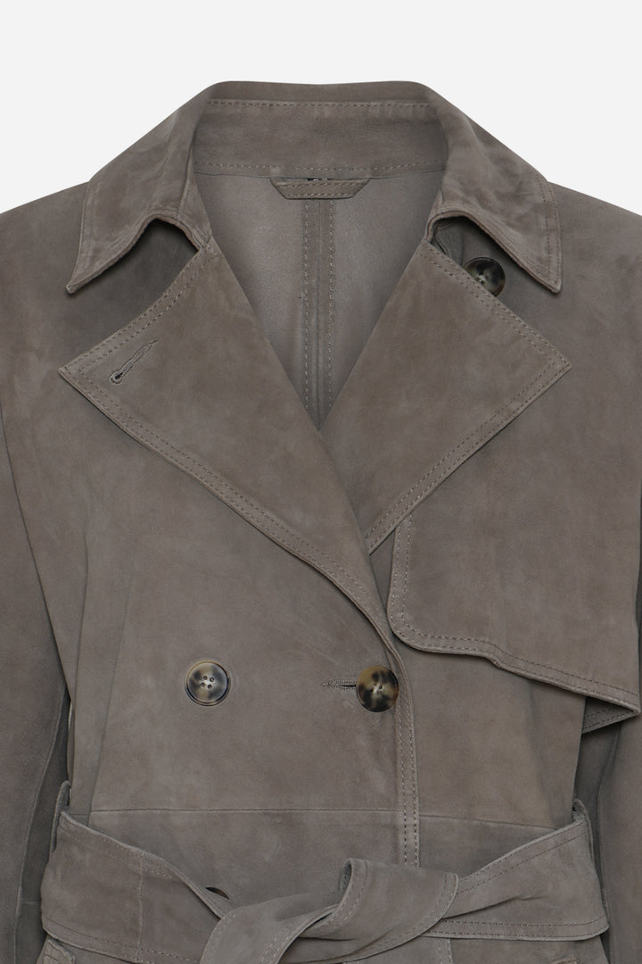 Bruuns Bazaar Women SuedaBBWiolas suede coat Outerwear Taupe grey