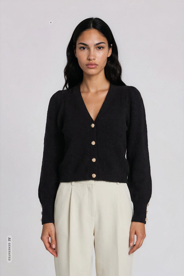 Bruuns Bazaar Women SyringabrushedBBKrista knit cardigan Knit Black