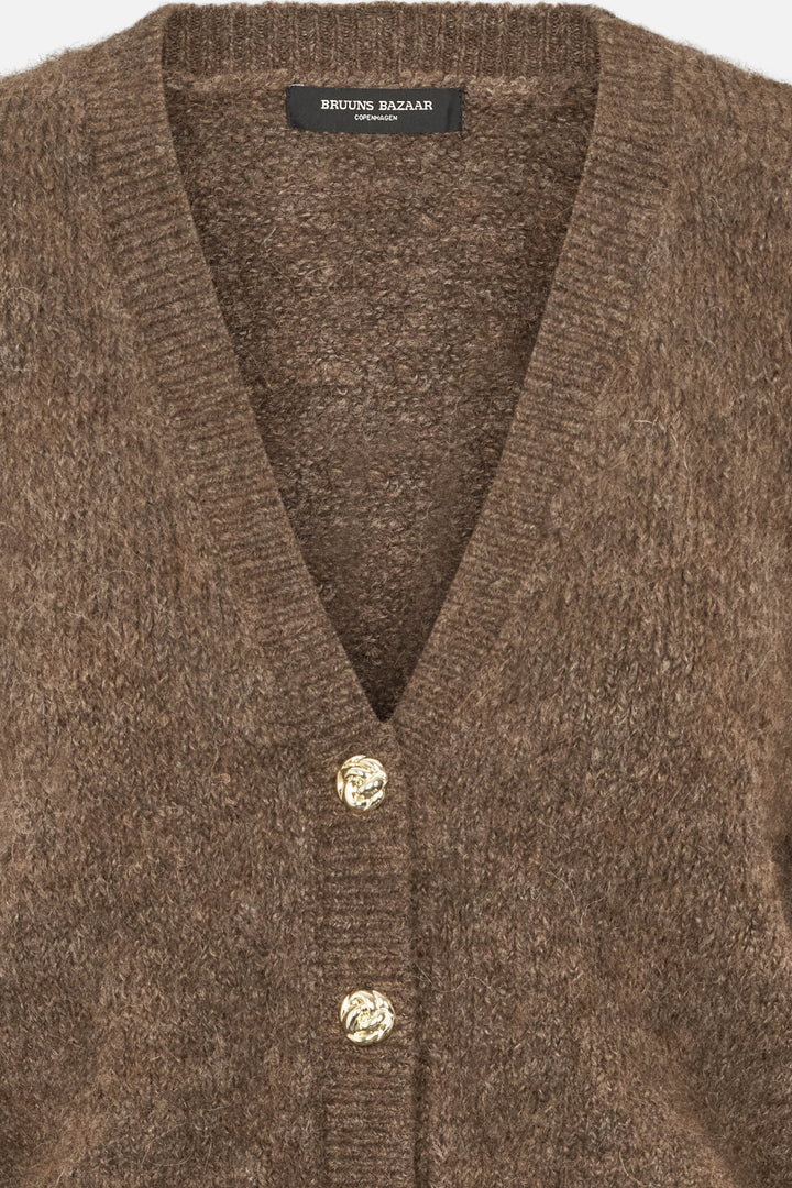 Bruuns Bazaar Women SyringabrushedBBKrista knit cardigan Knit Dark Brown