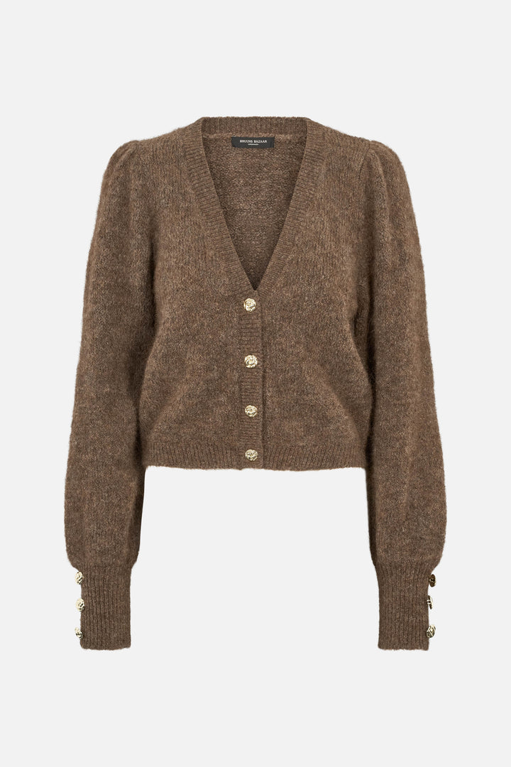 Bruuns Bazaar Women SyringabrushedBBKrista knit cardigan Knit Dark Brown